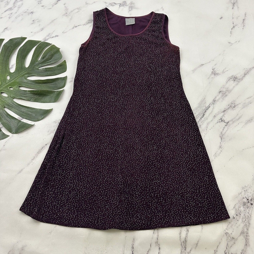 Rabbit Designs Womens Vintage 90s Mini Dress Size 12 Purple Silver Sparkle Slink